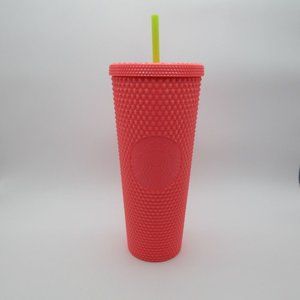 Starbucks summer 2022 glossy dragonfruit coral‎ studded 24oz tumbler